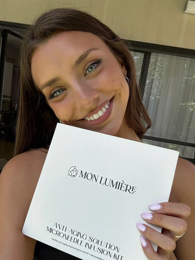 A satisfied customer takes a selfie with the product